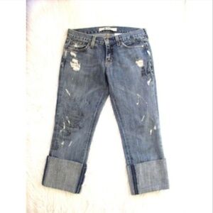 Gap Straight Boy Cut Distressed Jolly Roger Jeans